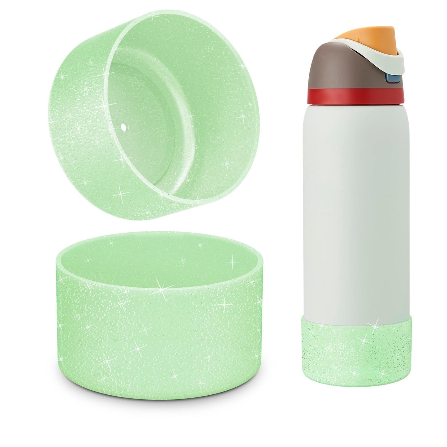 Beonsky 2 PCS Glitter Silicone Boot for Owala Water Bottle 32 oz, Anti-Slip Protective Sleeve for FreeSip/Twist/Flip Stainless Steel Water Bottles Accessories