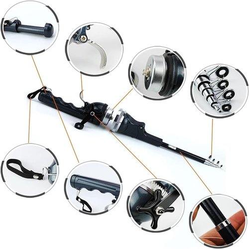 Pekven Fishing Rod, 2025 New Easyfish Collapsible Folding Pole, Telescopic Fishing Rod and Reel Combo with Fishing Line, Rod and Wheel Integrated (1Pcs)