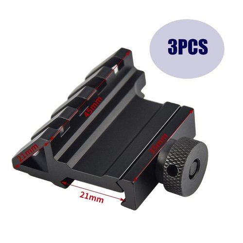 Marmot 45 Degree Rail Mount 4 Slots Picatinny Weaver Rail for Flashlights Laser Red Dot Sight Optics,3 Units in Pack