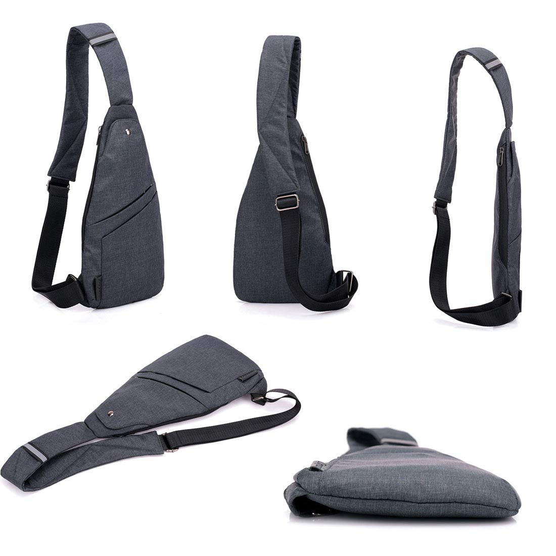 TOLOG Flat Anti-Theft Sling Bag for Women and Men Small Slim Crossbody Bag Hidden Pocket Pack for Travel Hiking Casual Daily