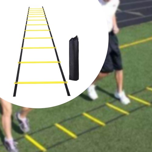 Vaveren Football Agility Ladder Speed Ladder Portable Stairs Fitness Training Jumping Hurdles with Storage Bag Outdoor Sports Folding, 6 Meters 12 Sections
