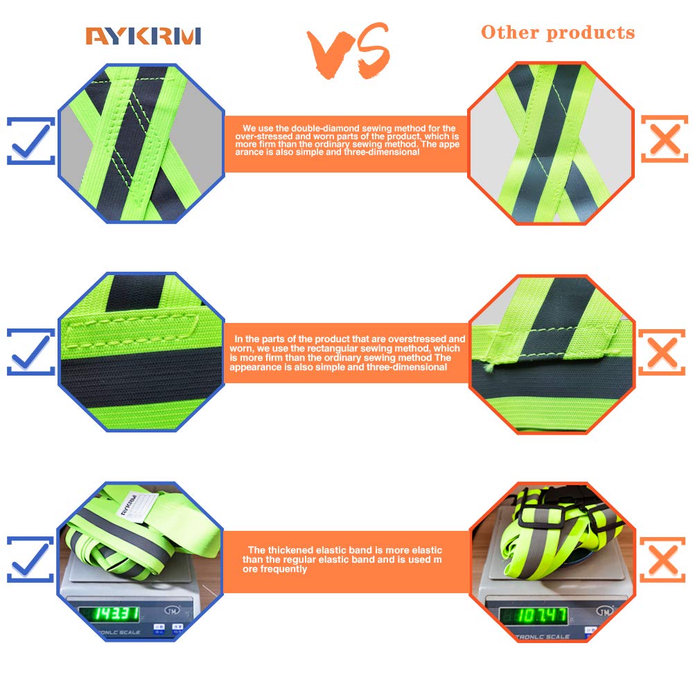 AYKRM RED Reflective Vest with Hi Vis Bands RUNNING High Visibility VEST (RED, S-XL)