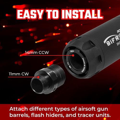 ACETECH Airsoft Pistol/Riffle RGB Tracer Unit Bifrost R 14mm CCW Negative Thread with M14- to M11+ Adaptor Glow in The Dark Green/Red BB LED Rainbow Lighting Effect (Black)