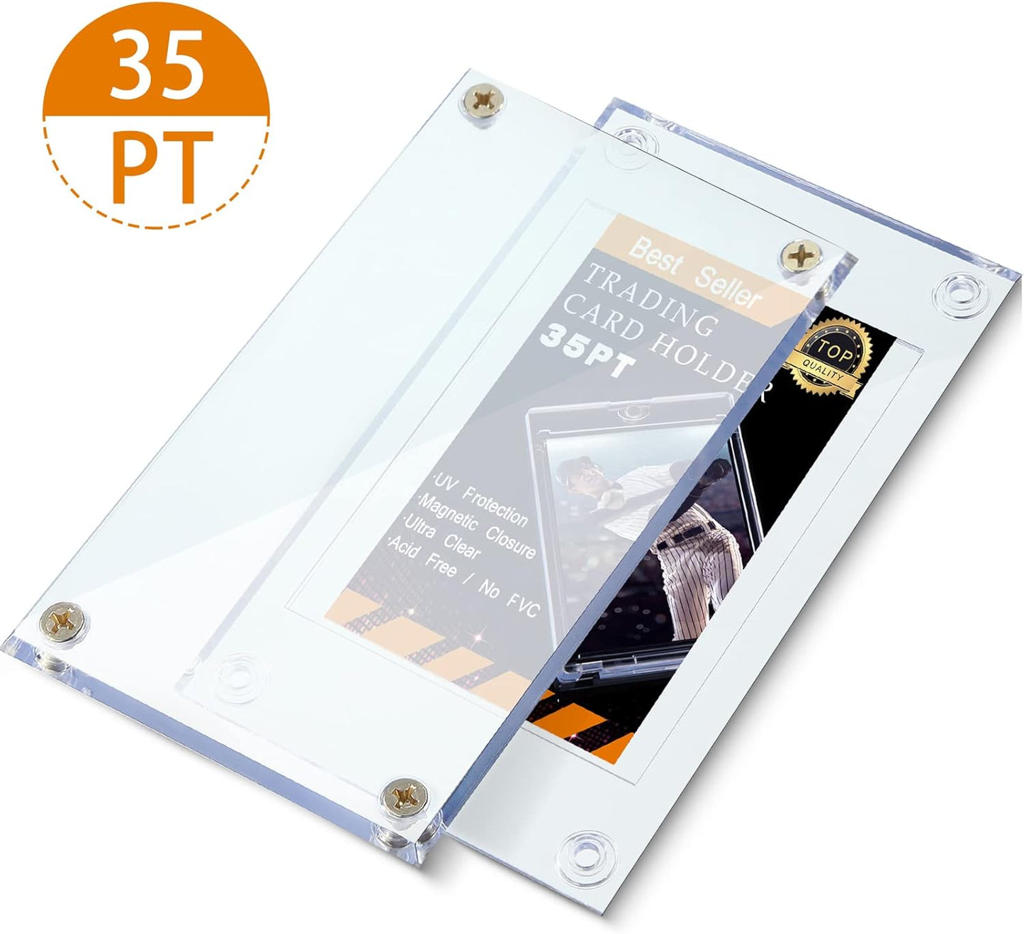 Jetec 20 Pieces Trading Card Protector Baseball Screw Card Holder 35 Pt Acrylic Clear Display Protector for Baseball Football Sports Trading Game Storage and Display