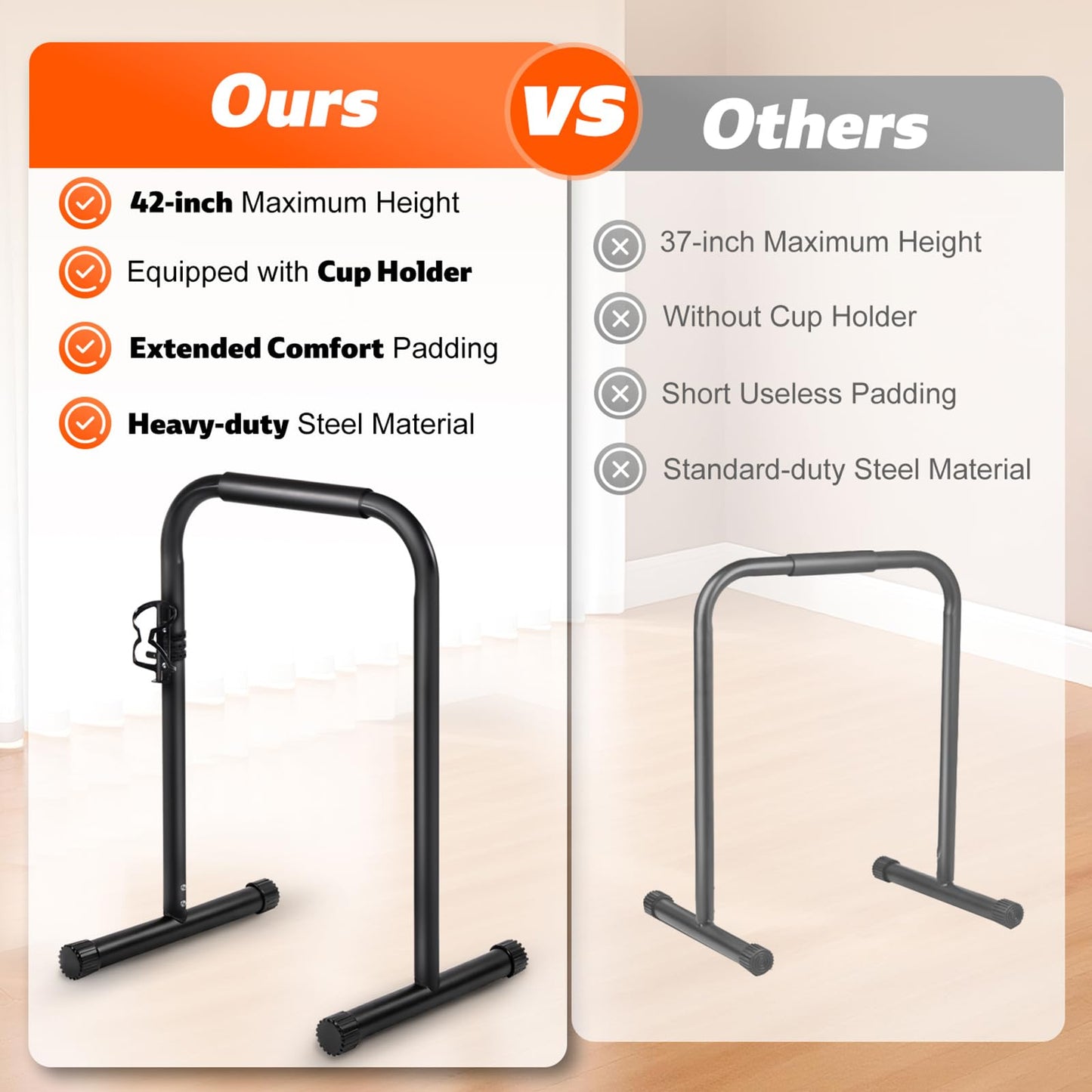 Handle Bar for Walking Pad Only, Suitable for Walking Pad up to 19.7" Wide, Adjustable Treadmill Handlebar Height from 34" to 42", Tall People Friendly, Extended Base, with Cup Holder, Black