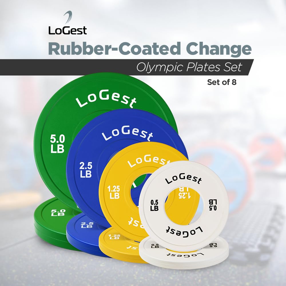 Logest Pair Olympic Plates - Barbell Weights Set of 2 Weight Plates for Olympic Bars Perfect for Strength Training Plates Exercise Balance Increase Available in 0.50LB 1.25LB 2.5LB 5LB 7.5LB 10LB Weight Plate (0.5-1.25-2.5-5 LB (8 Piece Set))