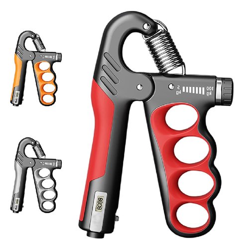 Adjustable Hand Grip Trainer with Electronic Counting, 2025 New Grip Strength Trainer 5-100KG/11-220LB Adjustable Hand Gripper Strengthener Forearm Exerciser for Adults Training Strength (Red)