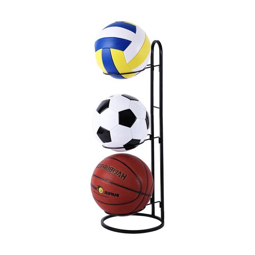 Tiita Basketball Ball Storage Rack, 3-Tier Garage Sport Equipment Organizer, Freestanding Ball Storage Holder Removable Vertical Display Stand for Volleyball, Soccer, Football & Basketball