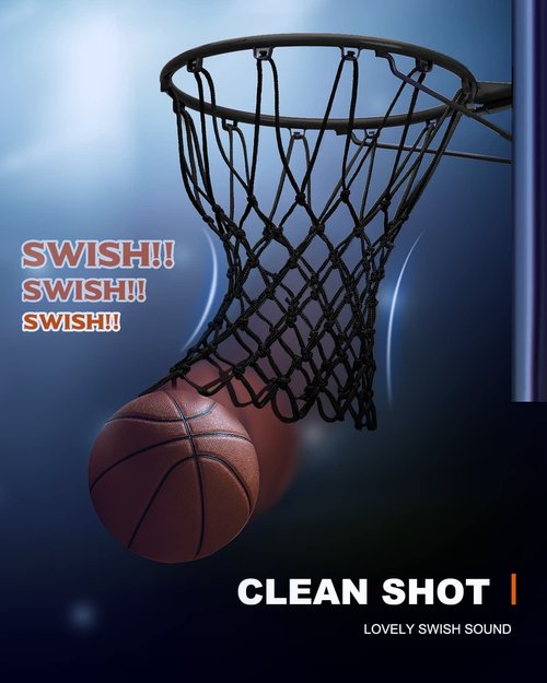 XXXYYY Black Basketball Net Outdoor Heavy Duty, 2022 Newest Professional On-Court Quality [6.88Ounce], Fits Outdoor Standard Size Hoop, All Weather Anti Whip-12 Loops