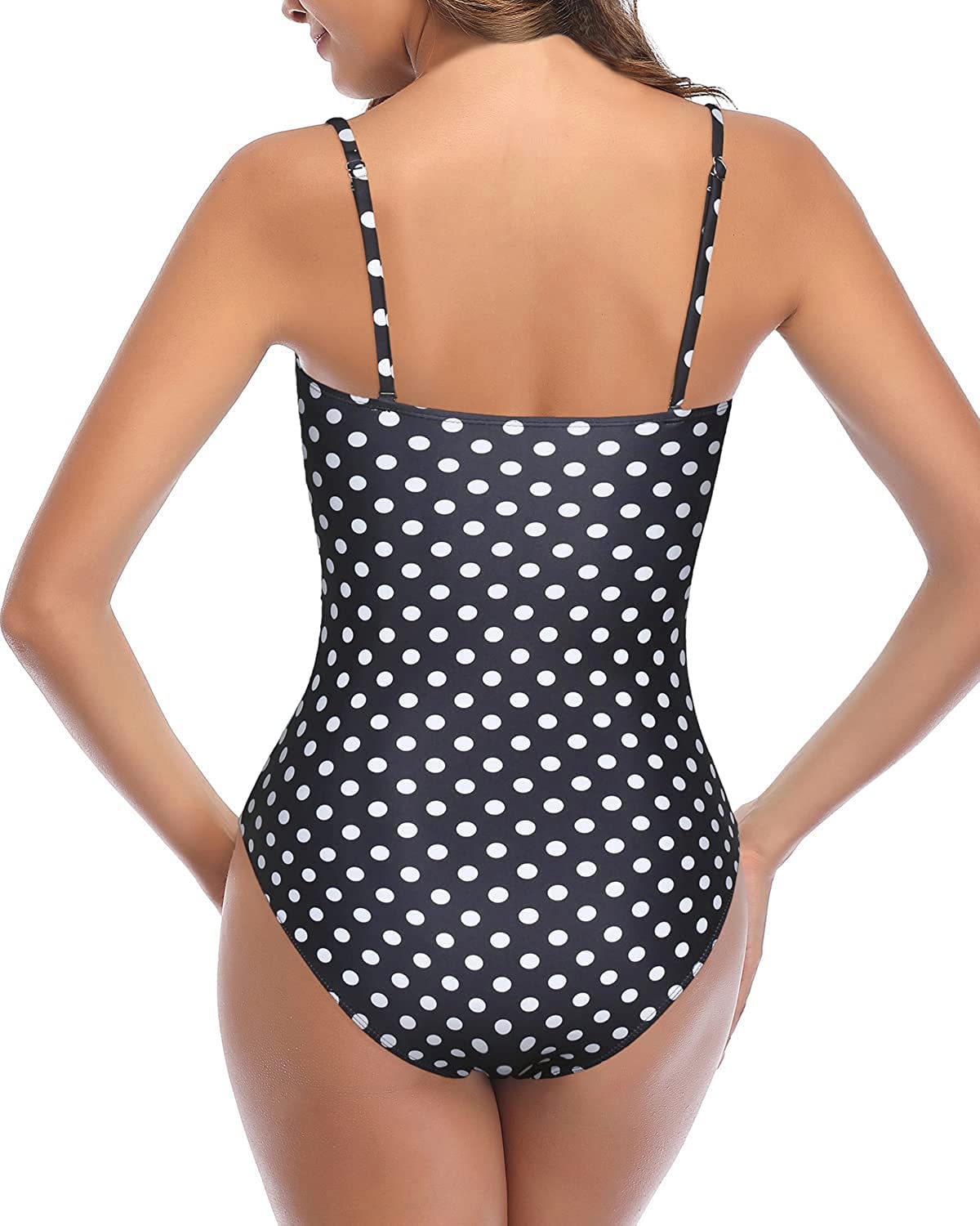 Holipick Women White Tummy Control One Piece Swimsuits Strapless Bandeau Bathing Suits Ruched High Wasited Swimwear L