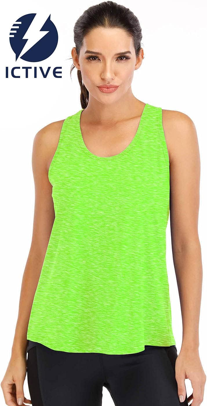 ICTIVE Workout Tops for Women Loose Fit Racerback Mesh Backless Muscle Tank Running Shirts
