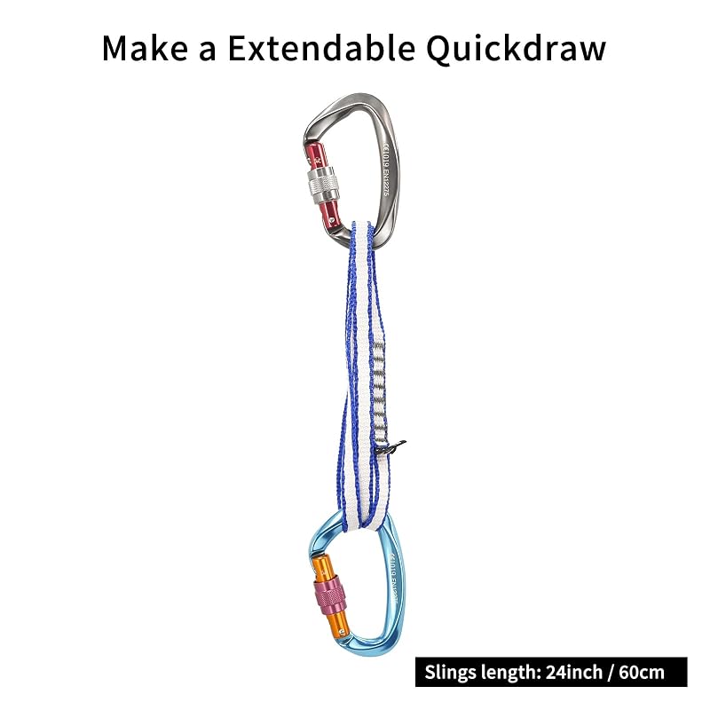 Climbing Sling 10mm Dyneema Sling Runner, 22kN - 60cm Blue (3pcs) for Anchors & Rappelling