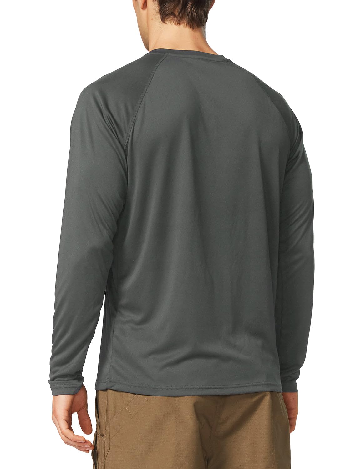 baleaf Mens UPF 50+ Sun Protection Shirts Long Sleeve Rash Guard, Quick Dry 4-Way Stretch for Fishing Swimming Surfing 01-Deep Gray 3XL