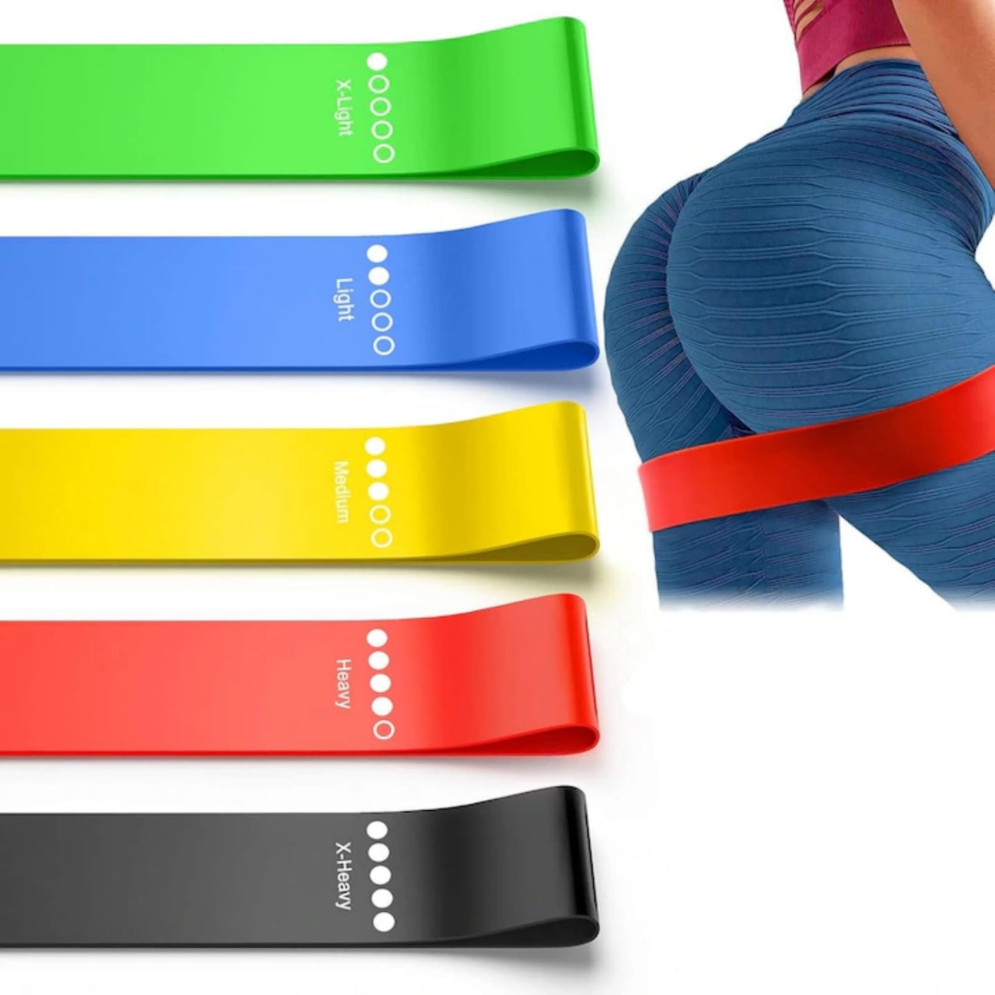 CAIYL Resistance Bands,Set of 5 Exercise Bands with Different Strength Levels,Elastic Resistance Loop Bands for Exercise, Pilates,Yoga, Stretching, Home Fitness