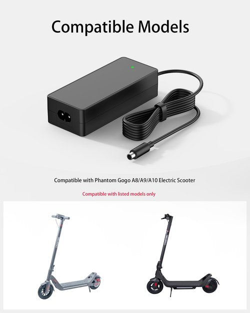 VHBW 42V for Phantom Gogo Electric Scooter Charger Compatible with Phantom Gogo A8/A9/A10 Electric Scooter