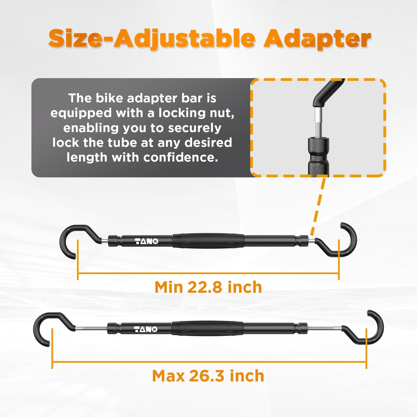 TANX CF-002A Bike Adapter Bar, Adjustable Bike Bar Adapter for Bike Rack, Mounting Non-Standard Frames on Step-Thru, Women’s & Folding E-Bikes, Heavy-Duty Design, Supports Up to 66lbs, Black