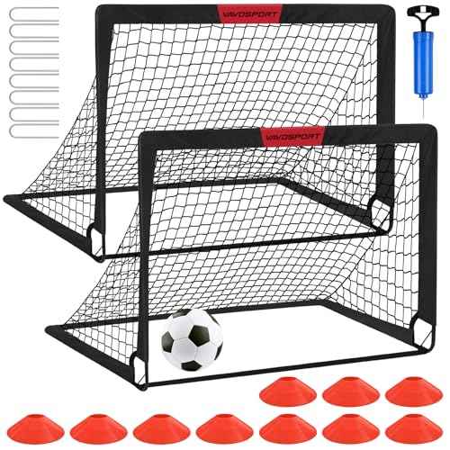 Kids Soccer Goals for Backyard Set - 2 of 4' x 3' Portable Soccer Goal Training Equipment, Pop Up Toddler Soccer Net with Soccer Ball, Soccer Set for Kids Youth Outdoor Games, Sports