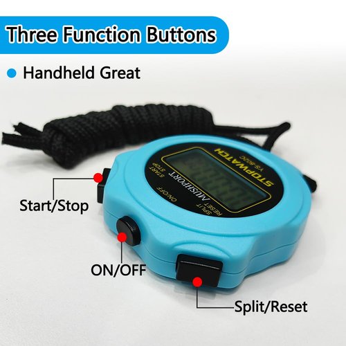 MUSHPORT Stopwatch Timer Only Stopwatch Mode, ON/Off Silent Simple Operation, Without Clock Date Countdown, Digital Stop Watch for Sports Kids Coaches Swimming Running, Blue