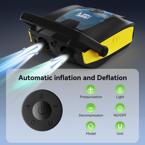 50PSI Paddle Board Pump Electric Portable, 10000mAh Sup Pump with Auto-Off,9 Modes Paddleboard Pump for Stand Up Paddle Board/Car/Kayak/Motorcycle/Bicycle (Rechargeable) (Rechargeable)