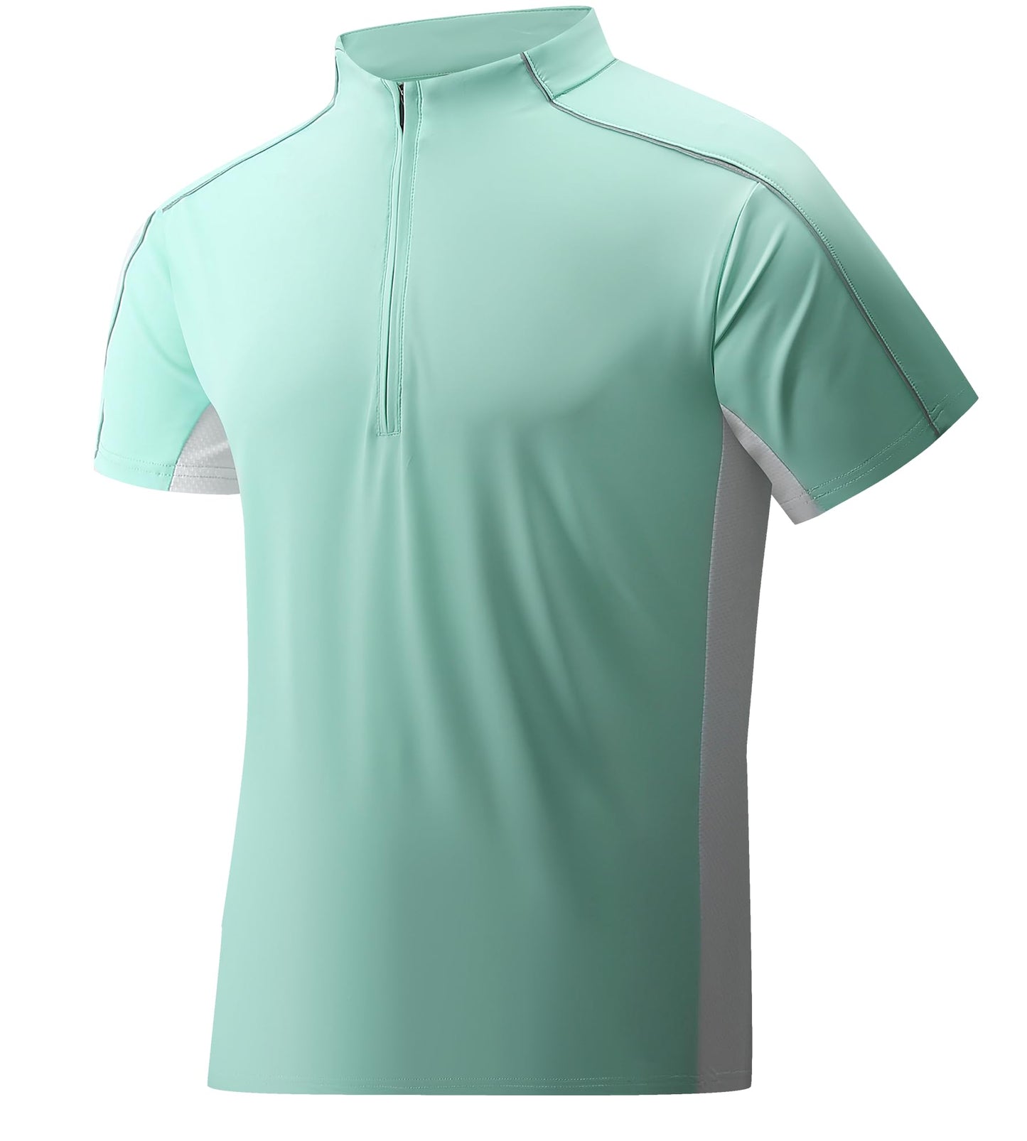 Alex Vando Mens Golf Polo Shirt Athletic Zip Up Quick Dry Performance Shirt,Green,L