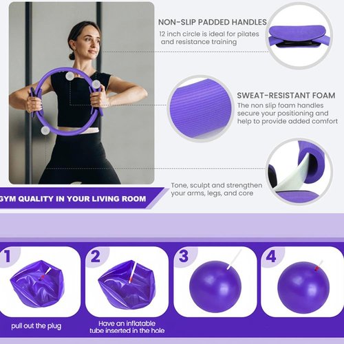 Pilates Essentials Kit, 13-Piece Home Pilates Equipment Set for Women, Pilates Ring and Ball Set, Resistance Bands, Yoga Ball, Perfect for Women's Home Workouts & Beginners