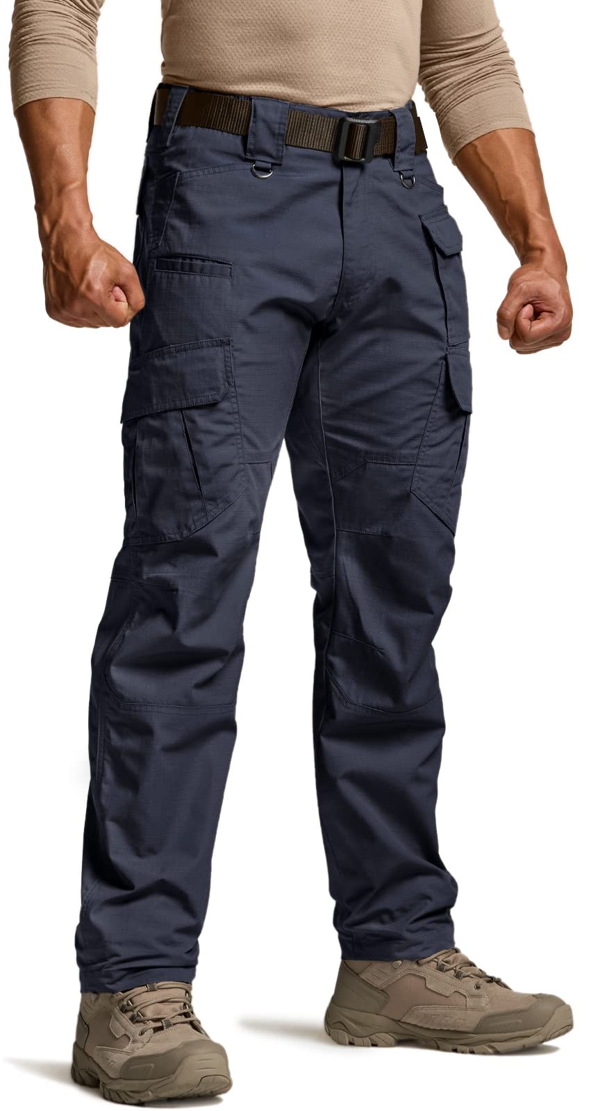 CQR Men's Tactical Pants, Water Resistant Ripstop Cargo Pants, Lightweight EDC Work Hiking Pants, Outdoor Apparel, Duratex Mag Pocket Police Navy, 36W x 32L