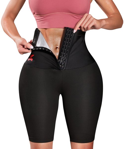KUMAYES Sauna Sweat Pants for Women High Waist Slimming Shorts Compression Thermo Workout Exercise Body Shaper Thighs Black