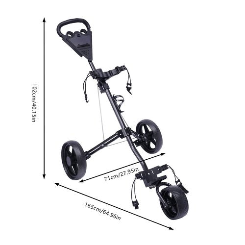 Faniop Foldable Golf Push Cart with Foot Brake, 3-Wheel Design, EVA Wheels, Golf Bag Holder, Scoreboard, Cup Holder, for Golf Enthusiasts
