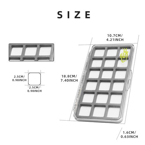 SF Large Magnetic Fly Box Slim Floatable for Fly Fishing Super Thin Fishing Boxes Clear Multi 18 Compartments Tackle Box Small for Fly Hooks Fly Tying Beads