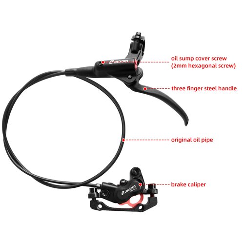 Z00M HB876 4-Pistons Hydraulic Disc Brake Set, MTB Hydraulic Brakes Left Front 850mm Right Rear 1450mm Bicycle Hydraulic Brake Kit for eBike, Mountain Bike, Road Bike, Fat Bike(Pre-Bled)