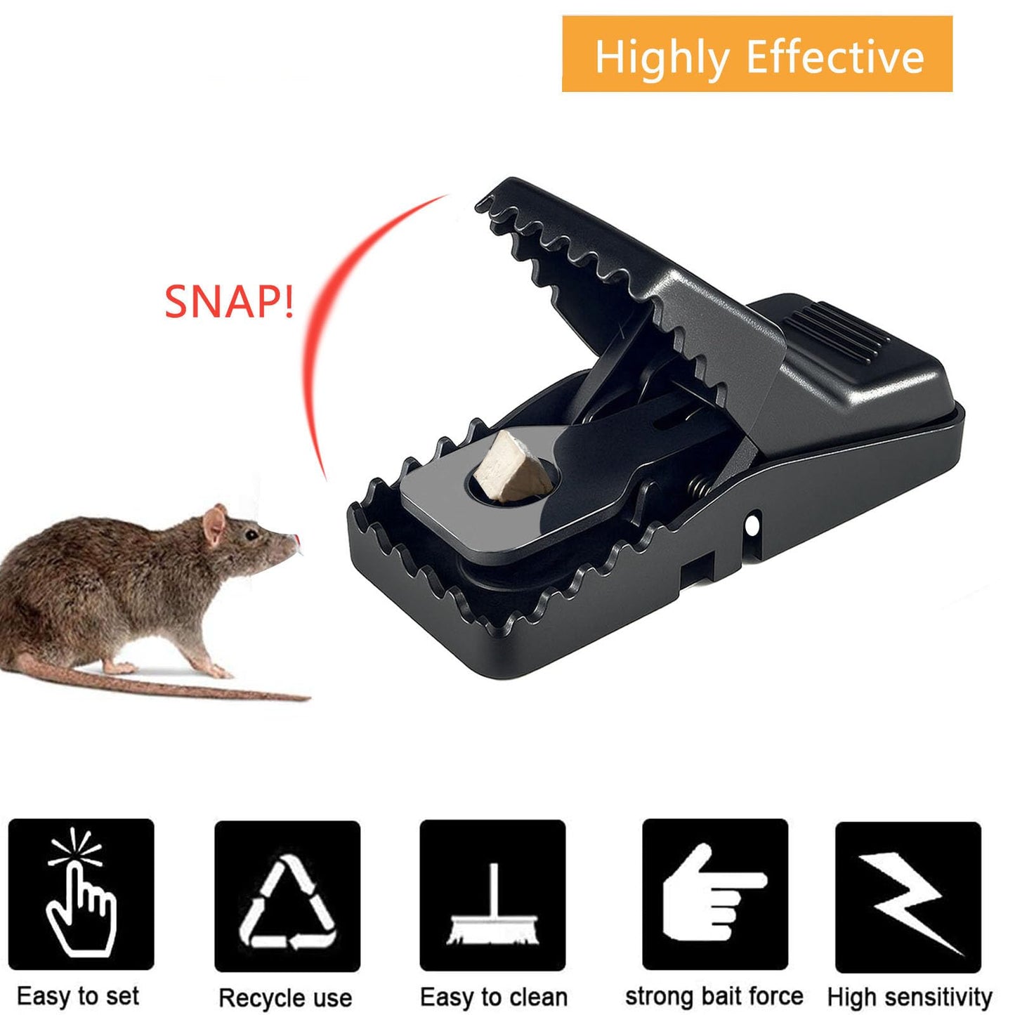 Reusable Indoor Mouse Trap 6 Pack – Easy to Set Plastic Rodent Control Device for Home, Garage & Garden Use