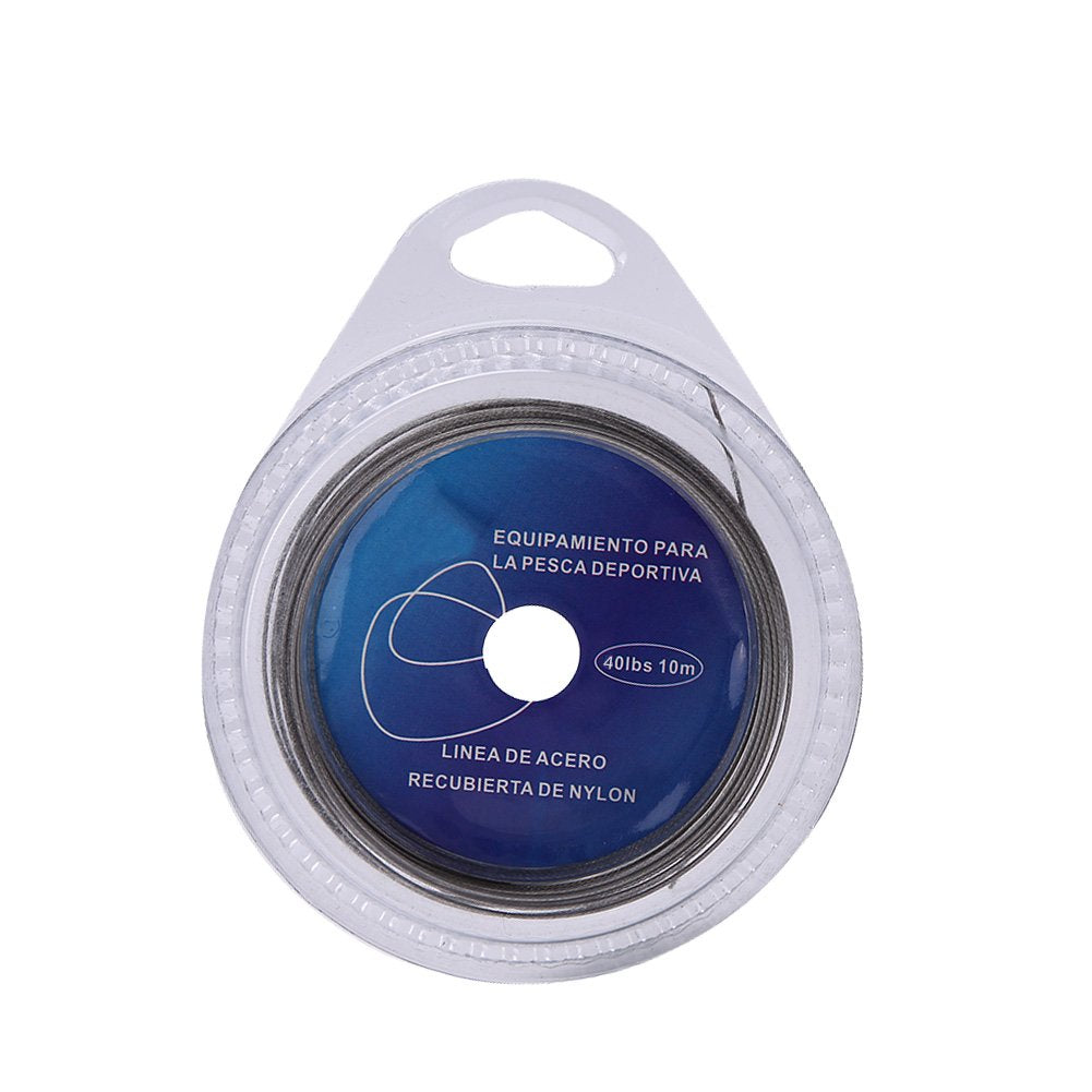 10mLeader, 7 Strands Steel Fishing Steel Wire Great for Big Mouth Fish, Available in 5 Pulling Types (40 lbs)
