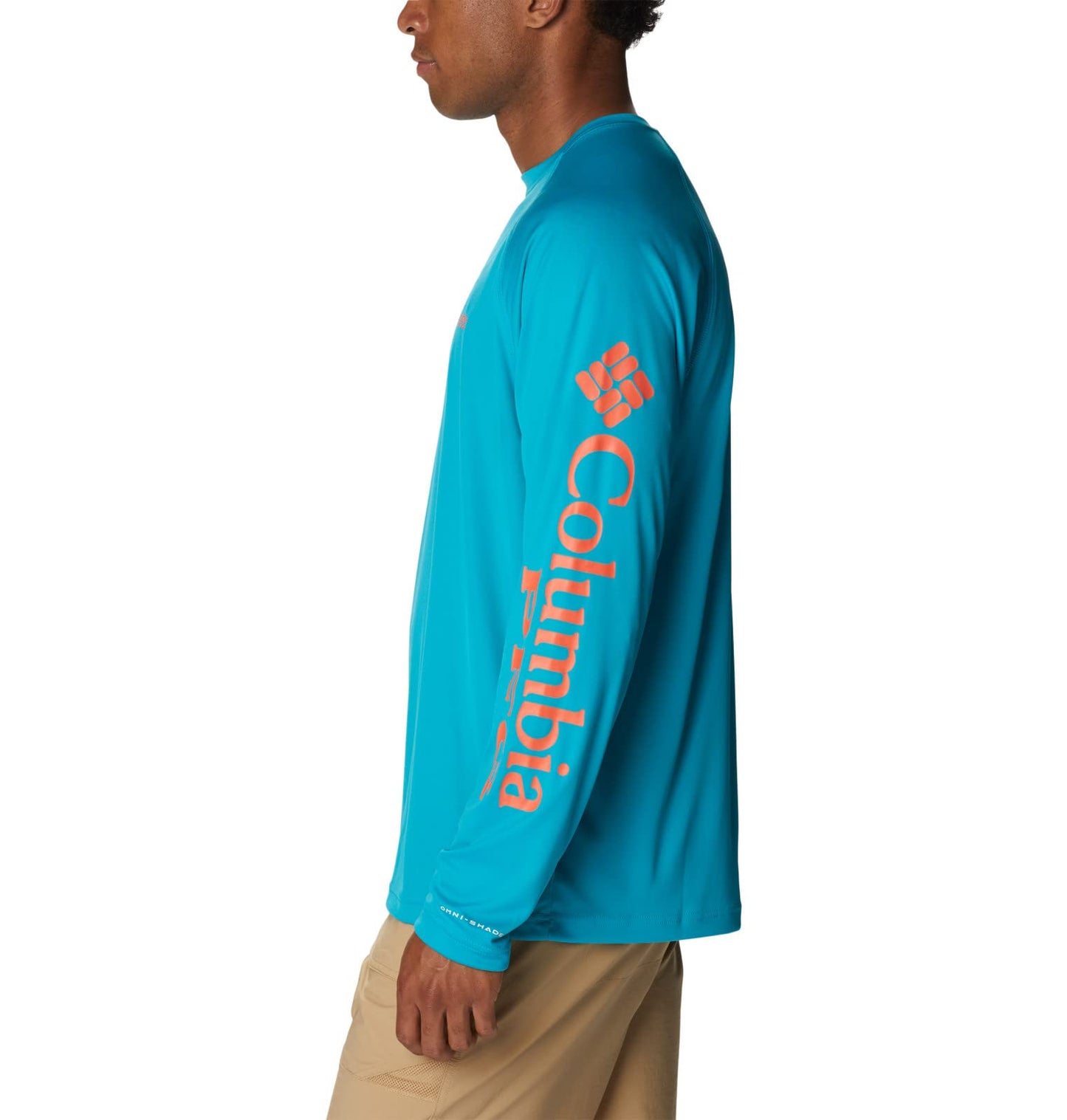 Columbia Men's Terminal Tackle Long Sleeve Shirt, Ocean Teal/Corange Logo, 4X Big