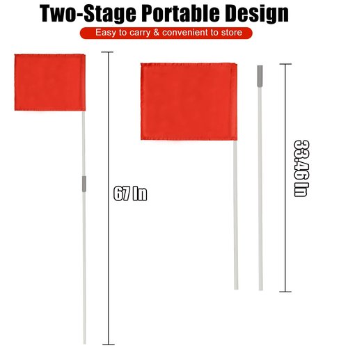 SAWHOX Soccer Corner Flags, Set of 10 67-Inch Football Field Corner Flags & Agility Poles for Soccer, Rugby, and Field Hockey