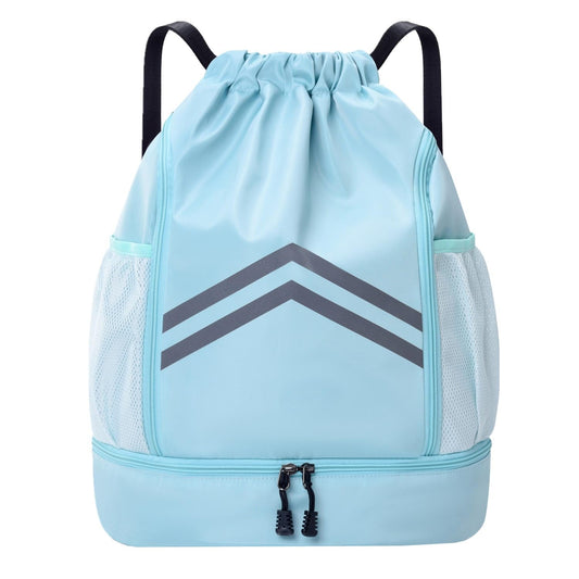 Gbateri Drawstring Backpack - Water Resistant Gym Drawstring Bags with Shoes Compartment and Water Bottle Holder Pockets - String Cinch Bag - Draw String Back Pack with Zipper for Men and Women (Grey)
