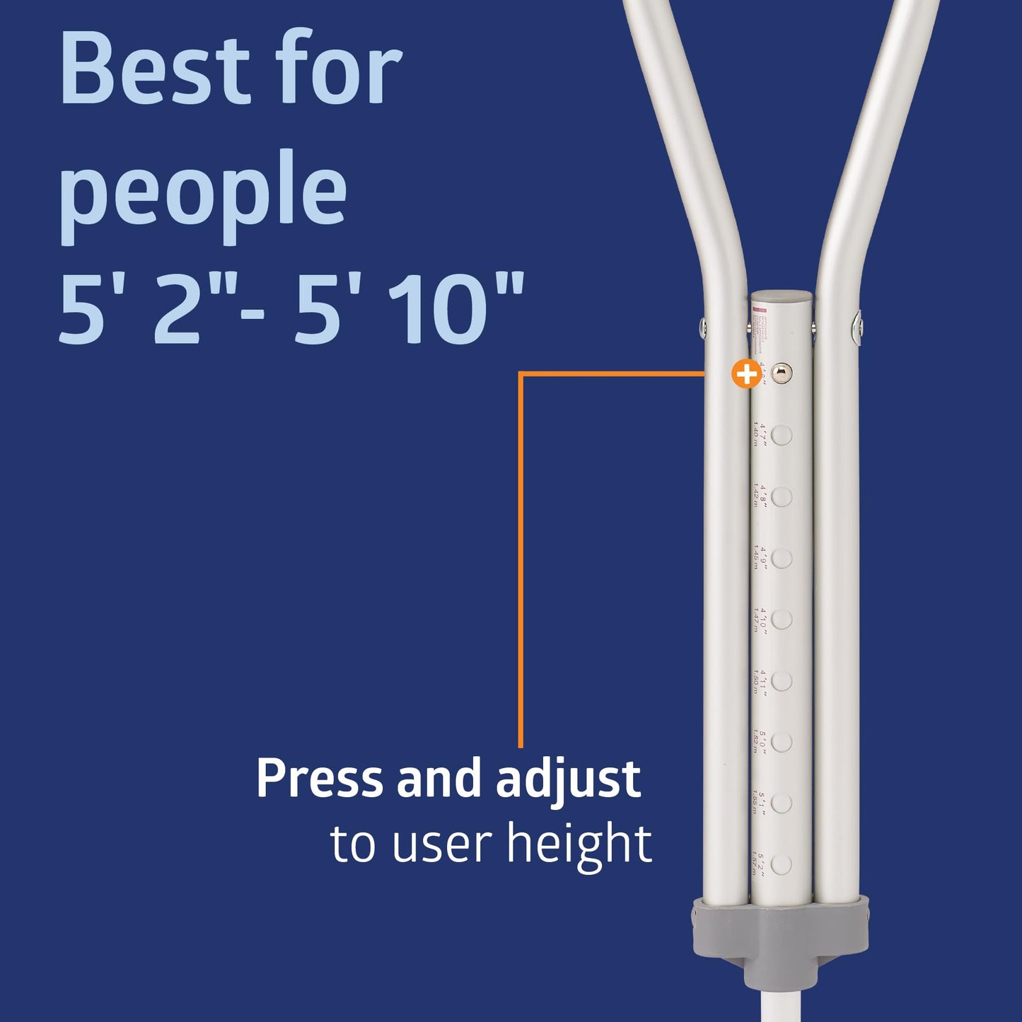 Medline Youth Aluminum Guardian Crutches for Kids, Adults & Seniors 4’6”–5’2”Tall, Walking Aid for Reliable Balance, Comfortably Holds Up to 300 lbs.