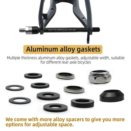 Universal Bicycle Thru Axle Trailer Hitch Adapter - Adjustable M12x1.0/1.5/1.75 Thru Axle (157-192mm),304 Stainless Steel & 6061-T6 Aluminum Shaft for Thule Bike Trailers & Thru-Axle Bikes