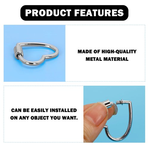 6pcs Heart Shape Screw Carabiner Keychain, Metal Heart Keychain Clip, Multi-Function Small Cute Locking Carabiner Hook in Gold White Black(30mm & 25mm)