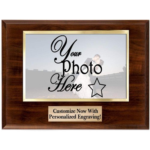 Crown Awards Horizontal Photo Frame Plaque - 9x7 Custom Photo Plaque Gift With Clear Acrylic Photo Cover And Personalized Engraving Prime