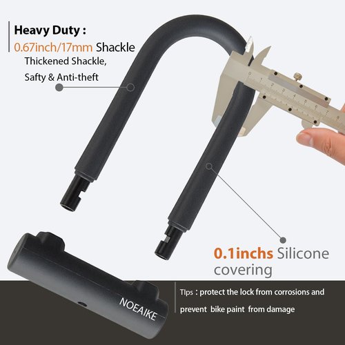 NOEAIKE Bike U Lock Heavy Duty Anti Theft with 4ft Security Steel Cable-3 Keys and Mounting Bracket Included,Bicycle Locks Perfect for Road,Mountain,Scooter and Ebike