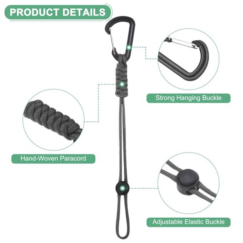 M METERXITY 2-Pack Paracord Keychains with Clips, 10 Inch Braided Lanyard Strap D Ring Adjustable Buckle Backpack Accessories for Camping/Hiking/Fishing/Traveling/Outdoor [Gray]