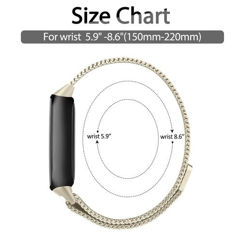 Vanjua for Fitbit Inspire 3 Bands Women Men, Stainless Steel Metal Mesh Loop Adjustable Magnetic Wristband Replacement Straps Compatible with Fitbit Inspire 3 Fitness Tracker (Champagne Gold)