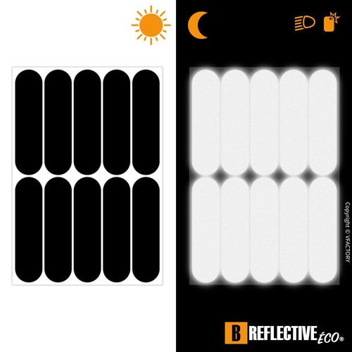 B REFLECTIVE - 2 x Kit of 10 Retro Reflective Stickers for Motorcycle, Helmets, Bike, Scooters, Stroller, Buggy, ... - Universal Adhesive - 3M™ Technology - High Visibility - Discreet - Design - Grip
