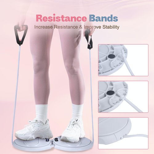 kisnbld Ab Twister Board, Waist Twister Machine with Counter & Resistance Bands, Adjustable Foot Spacing Waist Twisting Disc for Slimming, Toning and Fitness, Core & Ab Workout Disc