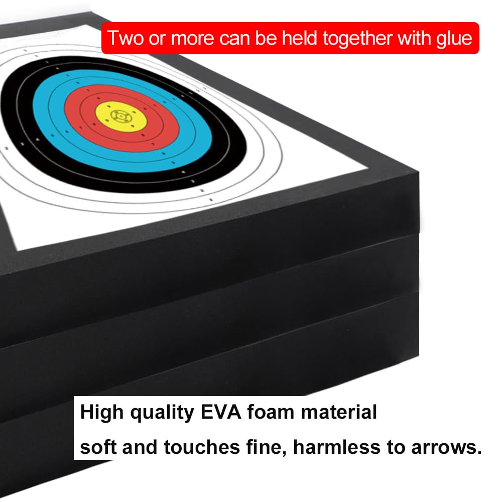 - QI HUO JU - Archery Target EVA Foam Targets for Youth Beginner Backyard Shooting Targeting, 20'' Durable Bow and Arrow Practice Target Block with 5 Target Paper, 4 Pins (EVA Target)