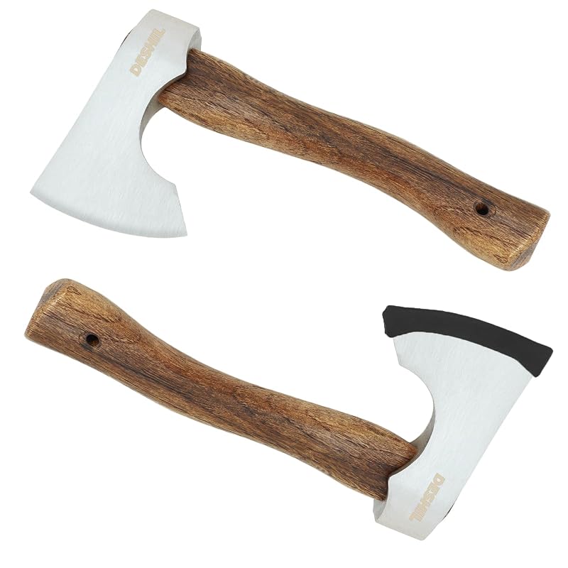 DESHIL 10-Inch Hatchet Axe - Wooden Handle, Sharp Carbon Steel Camping Tool (Variation: Wooden)