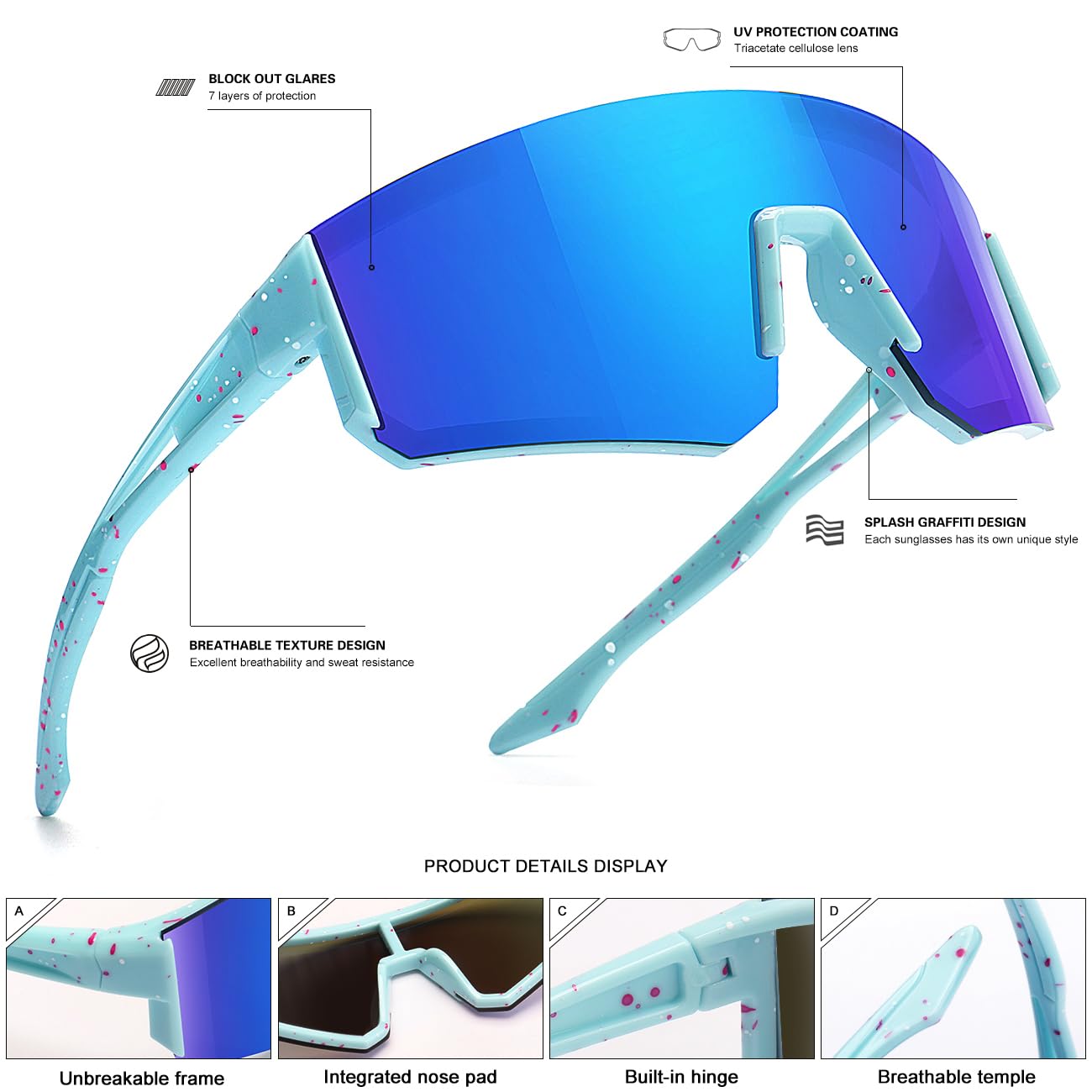 SEKKAF Youth Baseball Sunglasses for Boys Girls Age 6-12 Softball Cycling Sports Sunglasses for Kids Lightweight Frame