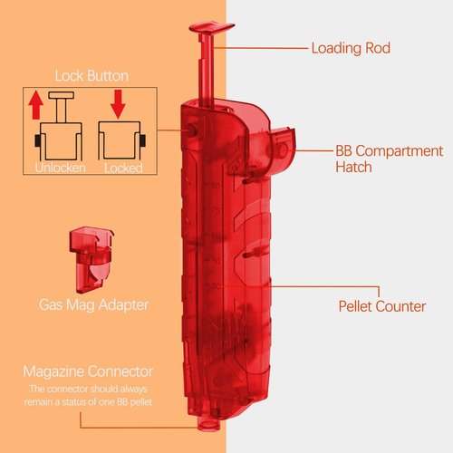 Airsoft Speed Loader Applicable to 6mm BBS 100 Rounds, Quick Reload - Red,2 Pack