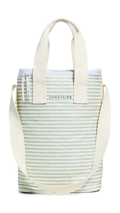 SunnyLife Women's Light Cooler Drinks Bag, Sage Stripe, One size