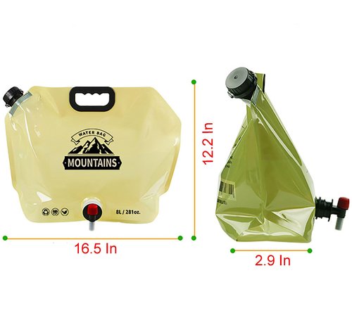 Outdoor Water Bag with Faucet, 2 Pcs Random Color 8 L(281 oz) Thick PE Folding Camping Water Bag for Outdoors (2)